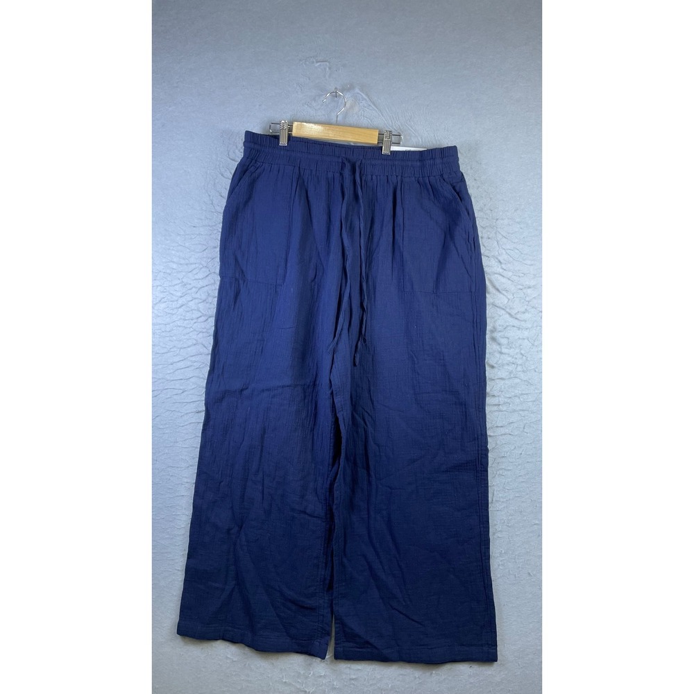 Style&Co Wide Leg Pants Womens XL Blue NEW Gauze High Rise Pull On 100179539MS